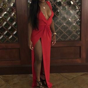 Red Silky wrap dress